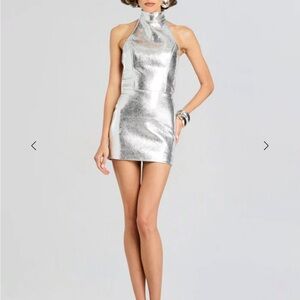 Silver Metallic Mini Dress